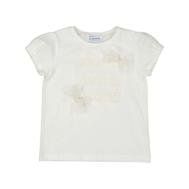 Prachtig shirtje van Mayoral in offwhite met strikjes.