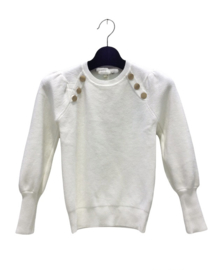 Prachtig offwhite truitje met gouden knoopjes.