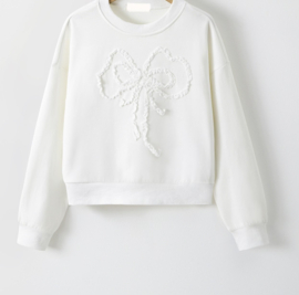 Stoere trui met strik in het offwhite .
