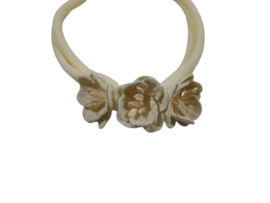 Babyhaarband 3 bloempjes crème.