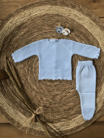 Prachtig gebreid 2-delig setje van Mac Ilusion in het babyblauw.