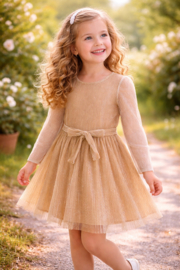 Prachtig goudkleurig jurkje van Like flo.