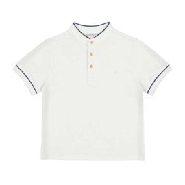 Mooi polo shirtje met een mooie hals in het wit/donkerblauw van Mayoral.