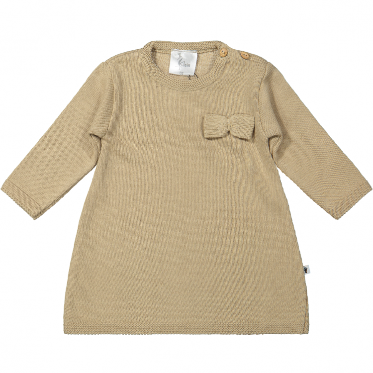 Fijn gebreid jurkje van Klein Babykleding in het zandkleur.