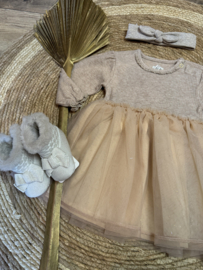 Prachtig le chic jurkje in taupe/oudroze.