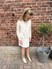Mooie uitgewerkte blazer dress met tasje in offwhite/goud