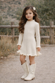 Heerlijk fijn gebreid jurkje met stretch in het zandkleur