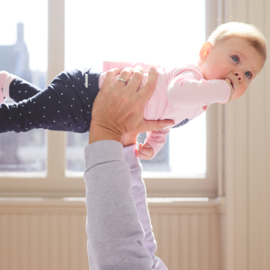 Noppies babysokjes roze met blauwe hartjes 2 -pack.