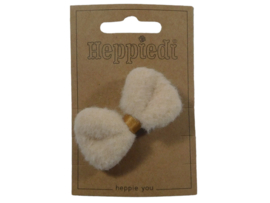 Haarknijper middel strik pluche beige.