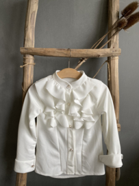 Prachtige fijne jersey blouse met elastan in het offwhite.