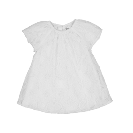 Mooie uitgewerkte jurk met tule in het offwhite.