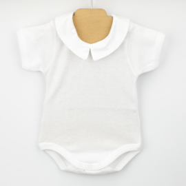 Babidu romper met blouse kraag met korte mouw.