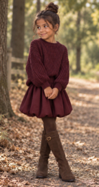 Stoere gebreide trui in het aubergine.