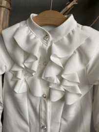 Prachtige fijne jersey blouse met elastan in het offwhite.