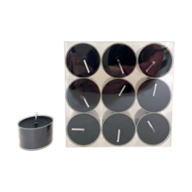 Waxinelichtjes zwart set/9