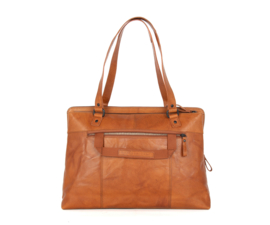 Laptop schoudertas cognac