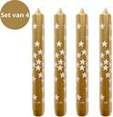 Set/4 gouden kaarsen stars 19cm