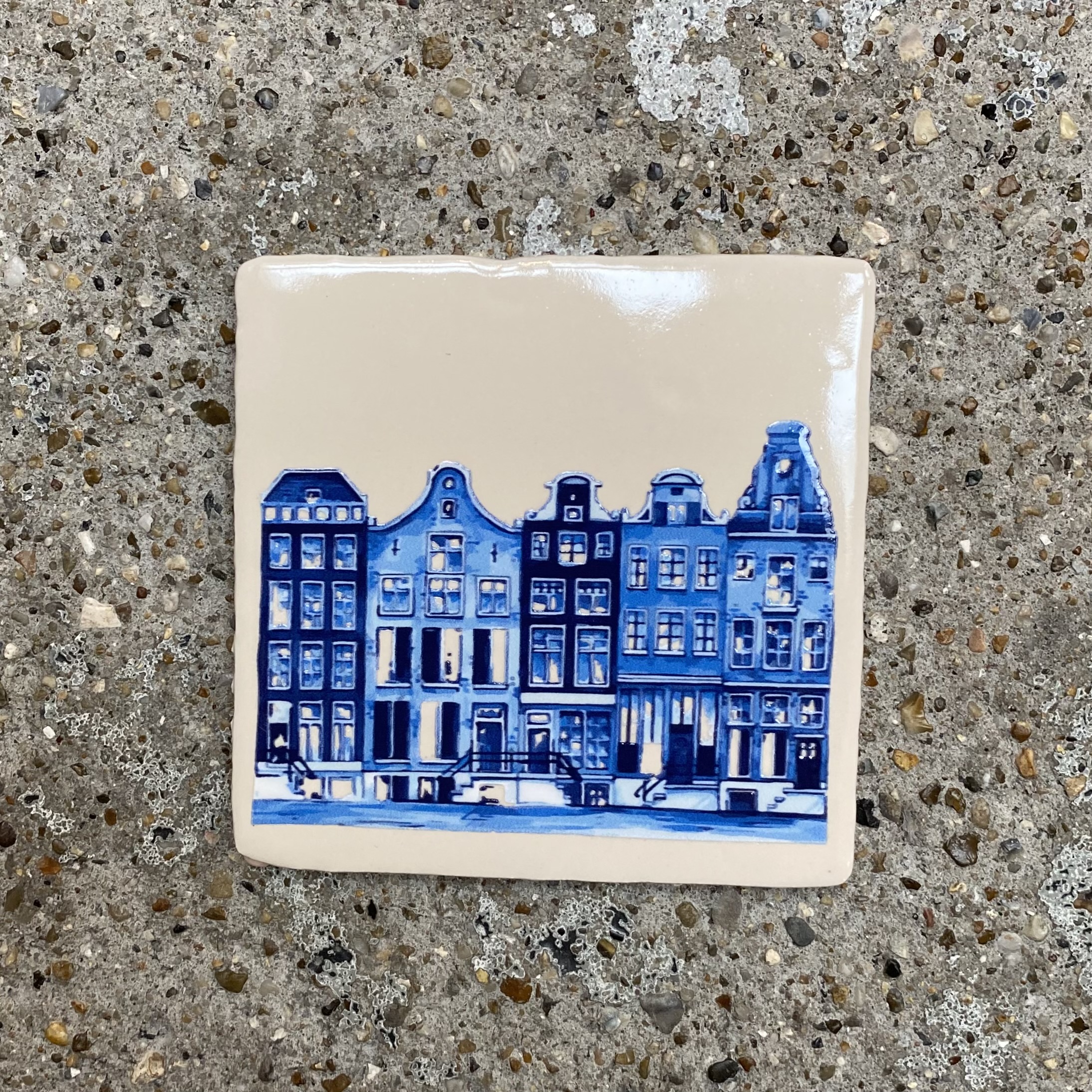Tegeltje Delfts blauw huisjes