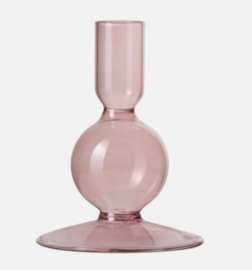 Kandelaar glas roze