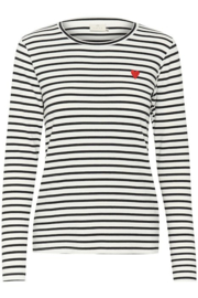 Kaffe t-shirt Liddy crème/zwart
