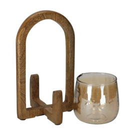 Lantaarn hout met glas