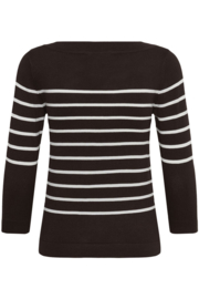 Kaffe top Lizza streep bruin/ecru
