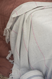 Plaid crème met roze strepen