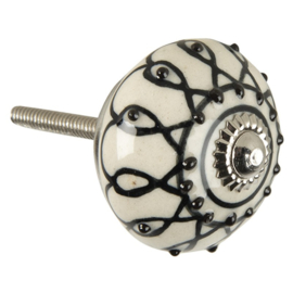 Knop Q13 rond zwart-wit