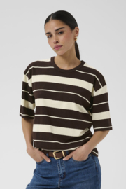 Kaffe T-shirt Winny streep bruin