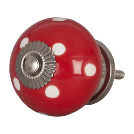 Knop Q70 rood met witte stippen
