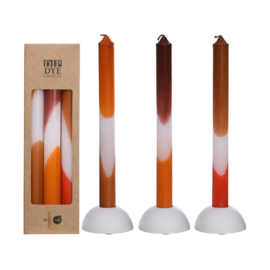 Set/3 dip dye kaarsen oranje 24cm