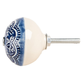 Knop Q06 blauw wit