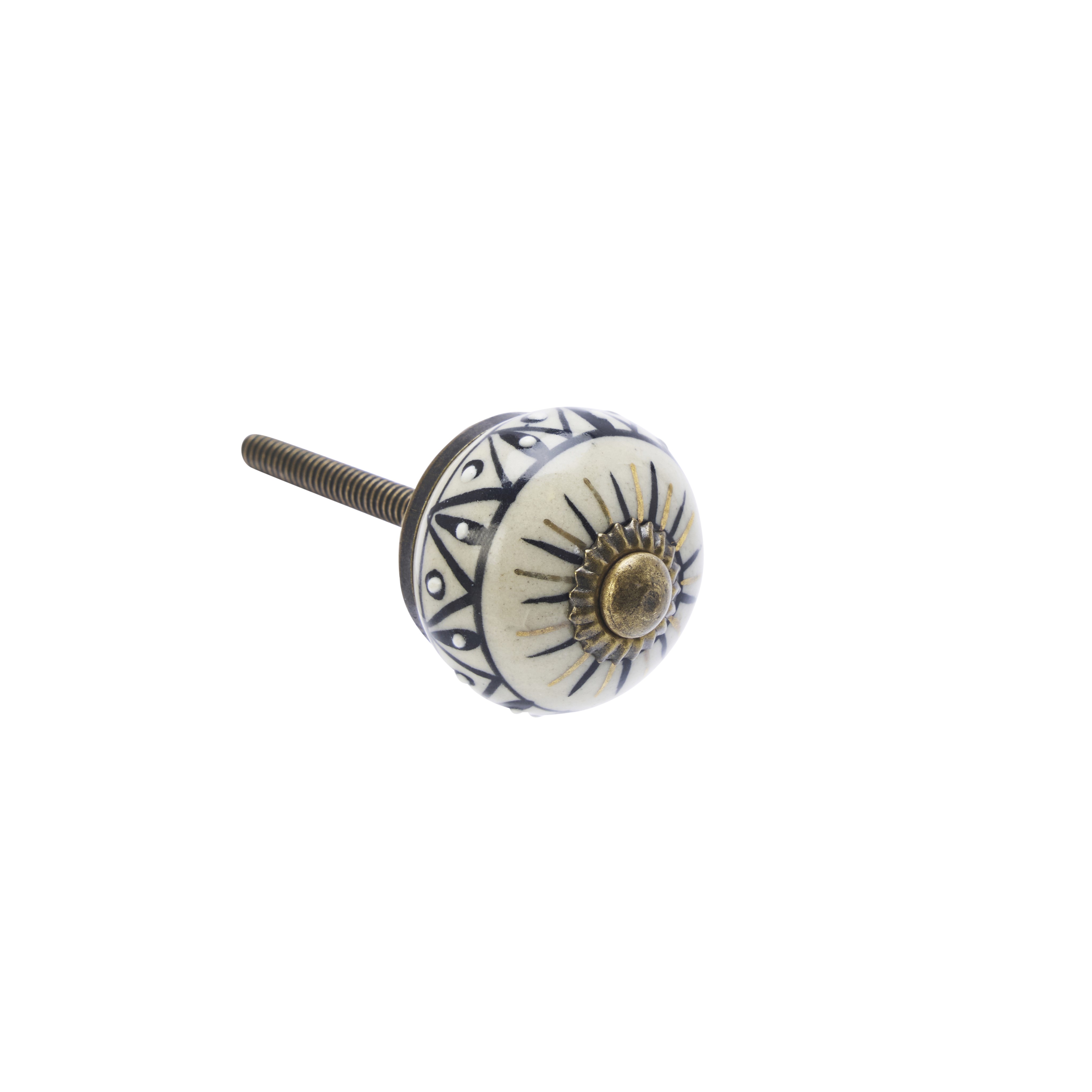 Knop Q72 wit/ zwart/ goud
