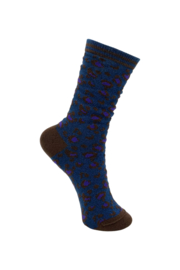 Glittersokken leopard donkerblauw
