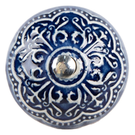 Knop Q06 blauw wit
