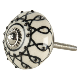 Knop Q13 rond zwart-wit