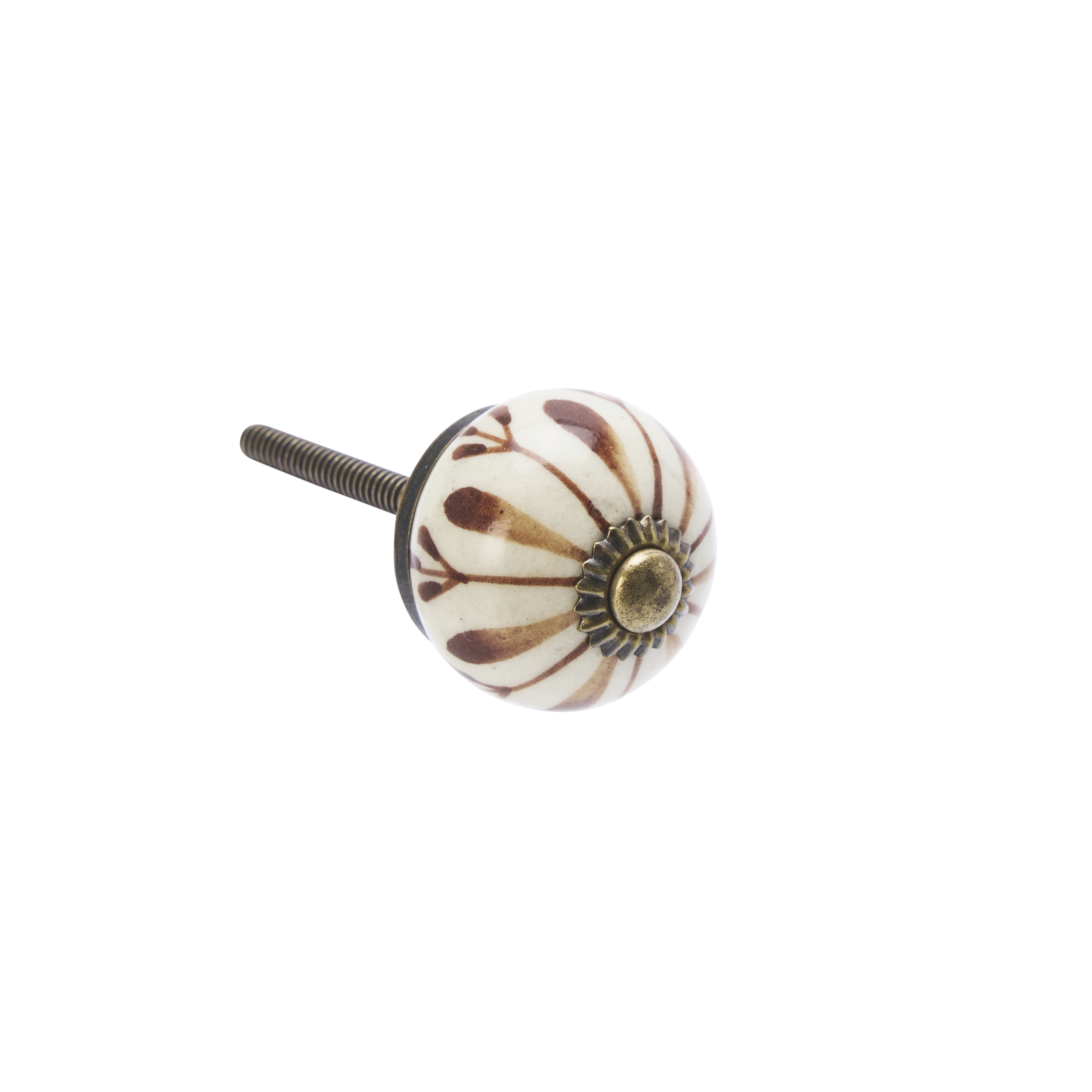 Knop Q27 wit/ bruin