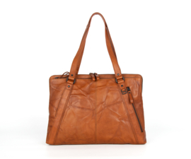 Laptop schoudertas cognac