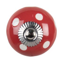 Knop Q70 rood met witte stippen