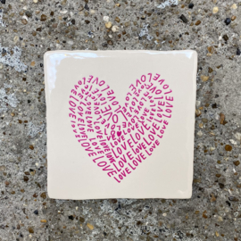 Tegeltje crème "love love love"