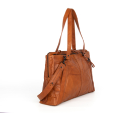 Laptop schoudertas cognac