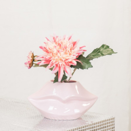 Vaas/ bloempot lippen lichtroze