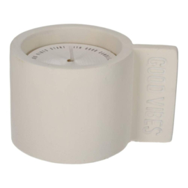 Kaars in betonnen houder wit