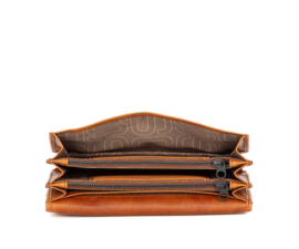 Portemonnee flap cognac