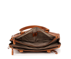Laptop schoudertas cognac