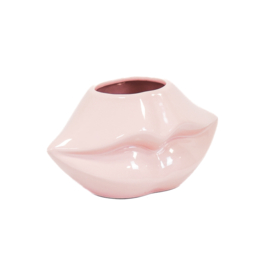 Vaas/ bloempot lippen lichtroze