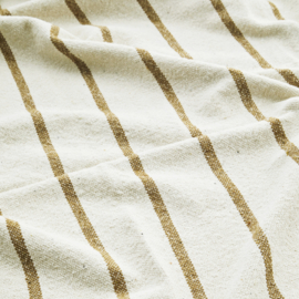 Plaid XL offwhite met oker streep