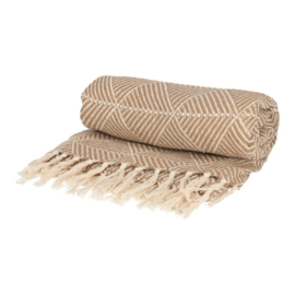Plaid zand met franjes