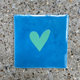 Tegeltje blauw  met hartje