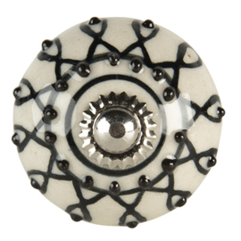 Knop Q13 rond zwart-wit